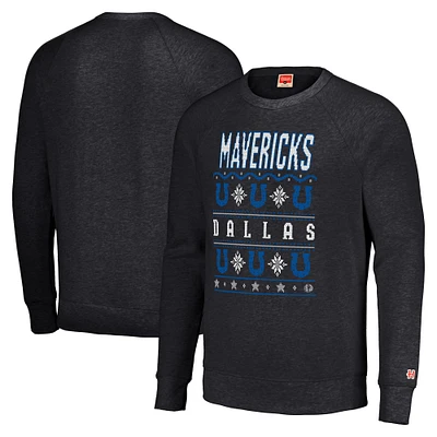 Sweat-shirt unisexe Hommage Charcoal Dallas Mavericks Holiday Raglan