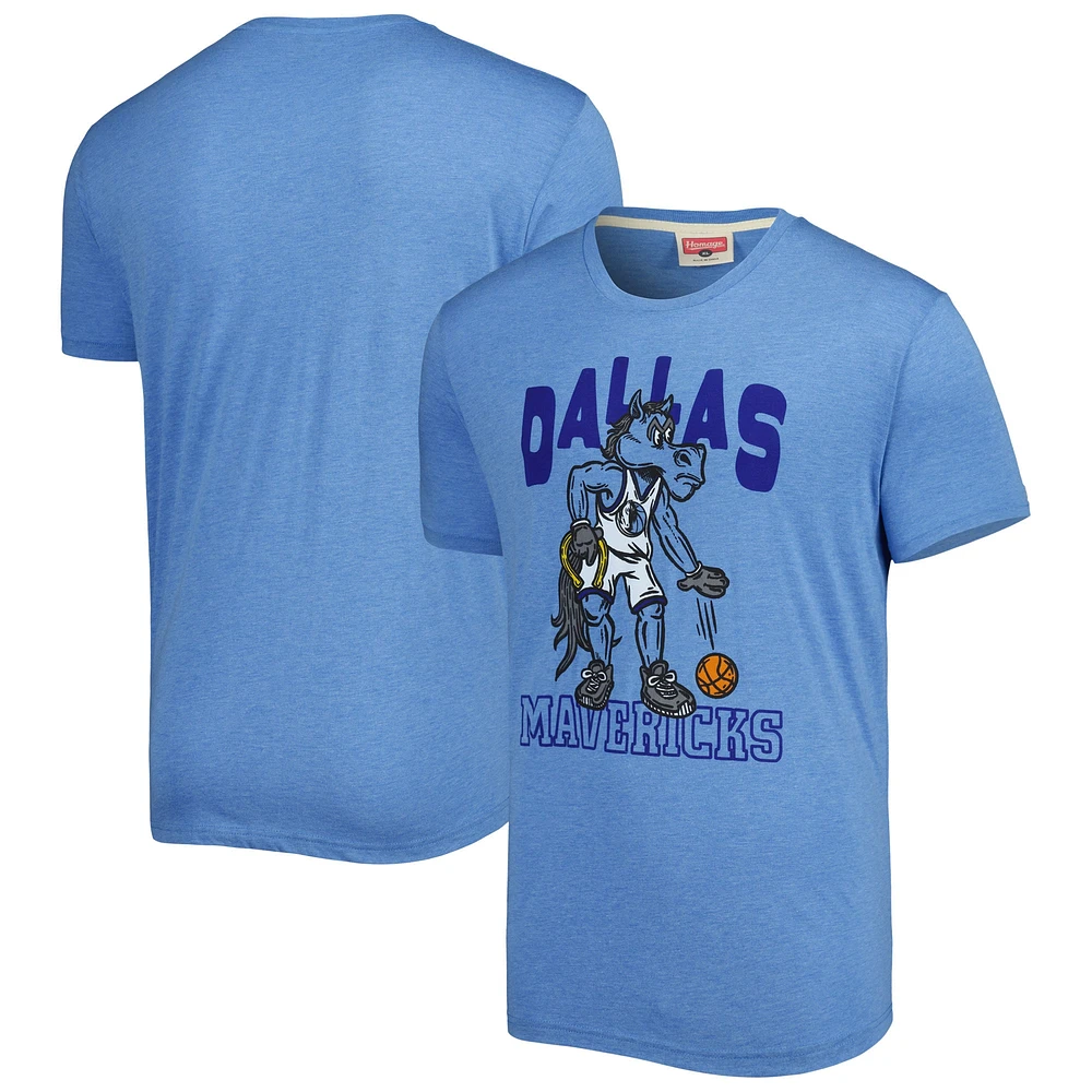 T-shirt triple mélange unisexe Hommage Light Blue Dallas Mavericks Team Mascot