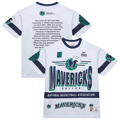 Unisex Mitchell & Ness  White Dallas Mavericks Hardwood Classics Vintage Team Origins Premium T-Shirt
