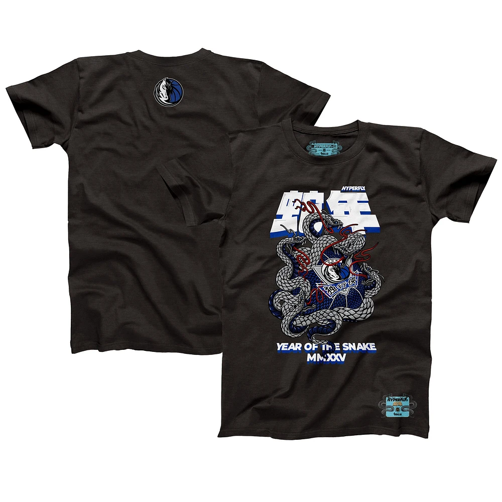 Unisex NBALab x Hyperfly Heather Black Dallas Mavericks Year of the Snake Lunar New Collection T-Shirt