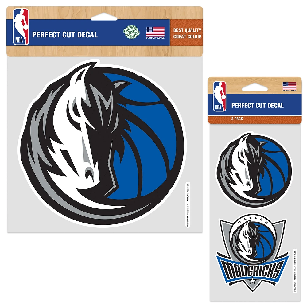 Lot de deux autocollants WinCraft Dallas Mavericks Perfect Cut