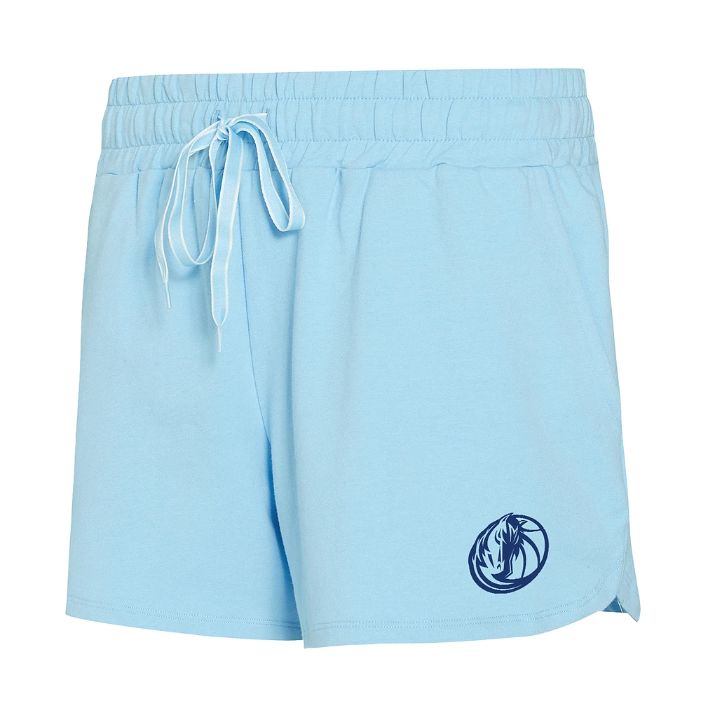Women's Concepts Sport  Light Blue Dallas Mavericks Elevation Tri-Blend Long Sleeve T-Shirt & Shorts Set