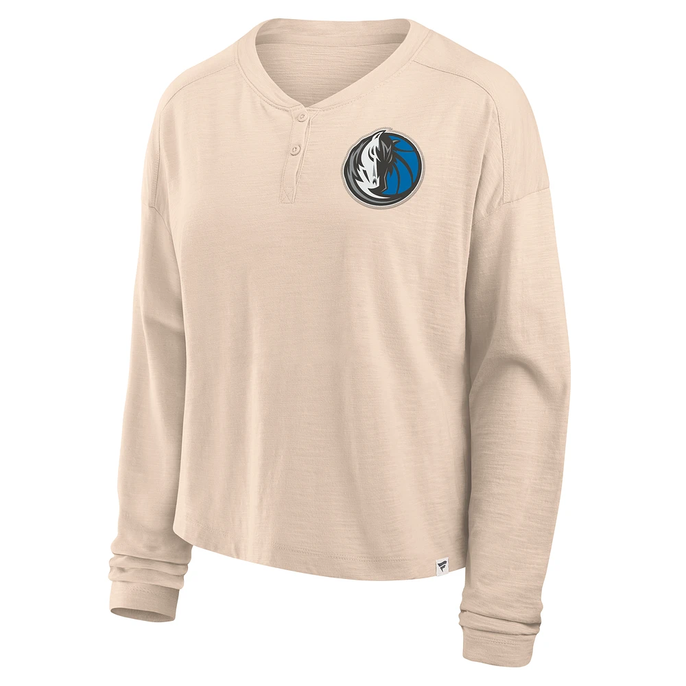 Women's Fanatics Natural Dallas Mavericks Boxed Out Drop Fashion Long Sleeve T-Shirt