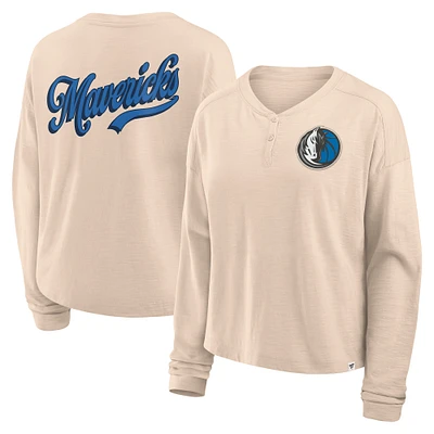 Women's Fanatics Natural Dallas Mavericks Boxed Out Drop Fashion Long Sleeve T-Shirt