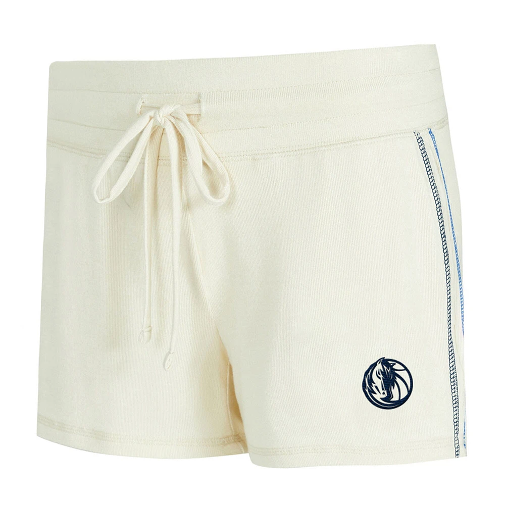 Women's Concepts Sport Cream Dallas Mavericks Kaki Hacci Knit Long Sleeve T-Shirt & Shorts Set