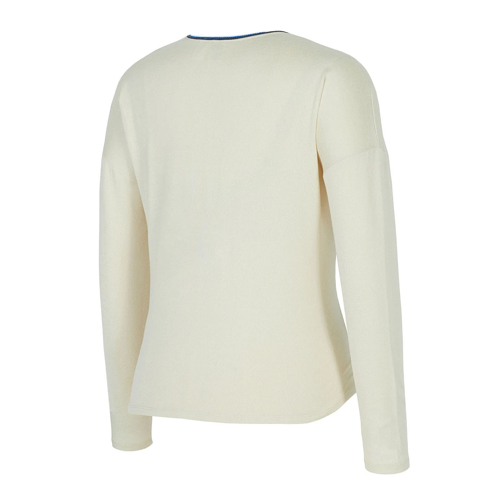 Women's Concepts Sport Cream Dallas Mavericks Kaki Hacci Knit Long Sleeve T-Shirt & Shorts Set