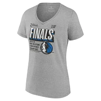 Fanatics Steel Dallas Mavericks 2024 Champions de la Conférence Ouest Vestiaire Post Up Move T-shirt à col en V pour femmes