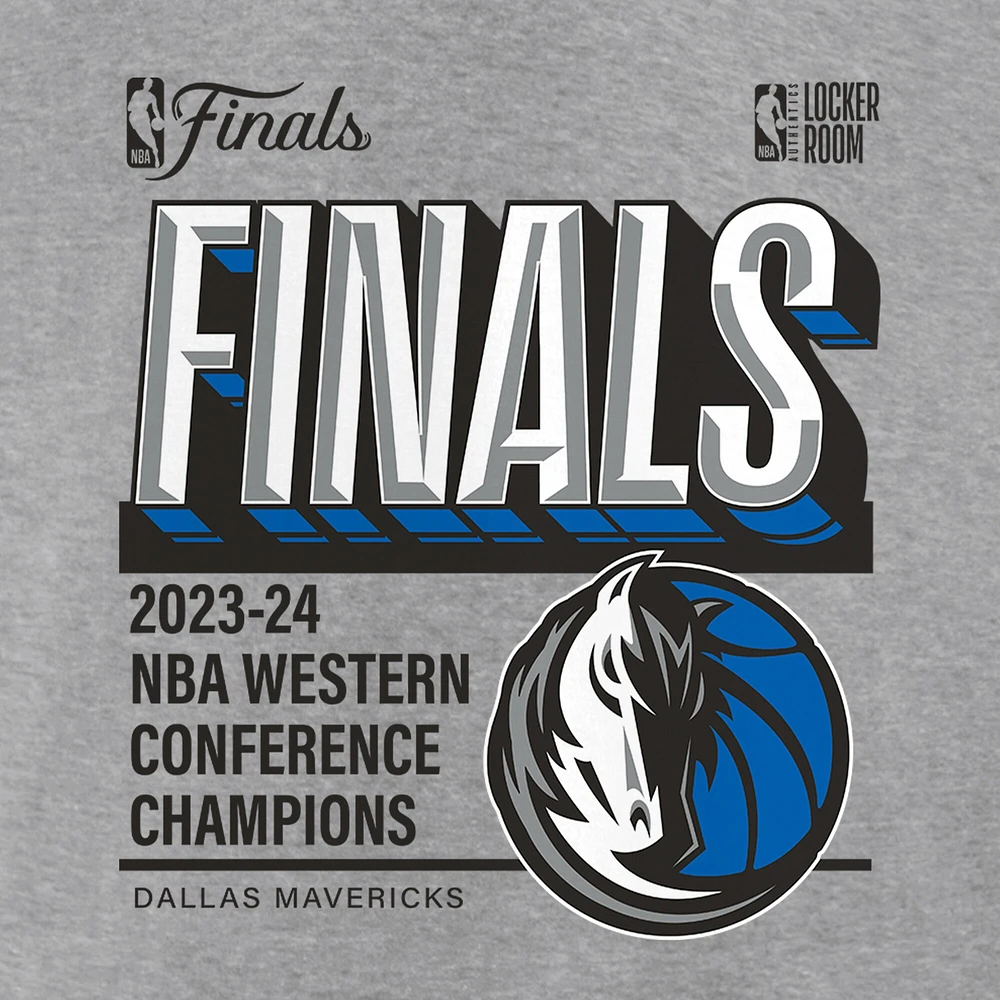 Fanatics Steel Dallas Mavericks 2024 Champions de la Conférence Ouest Vestiaire Post Up Move T-shirt à col en V pour femmes