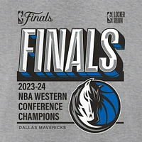 Fanatics Steel Dallas Mavericks 2024 Champions de la Conférence Ouest Vestiaire Post Up Move T-shirt à col en V pour femmes