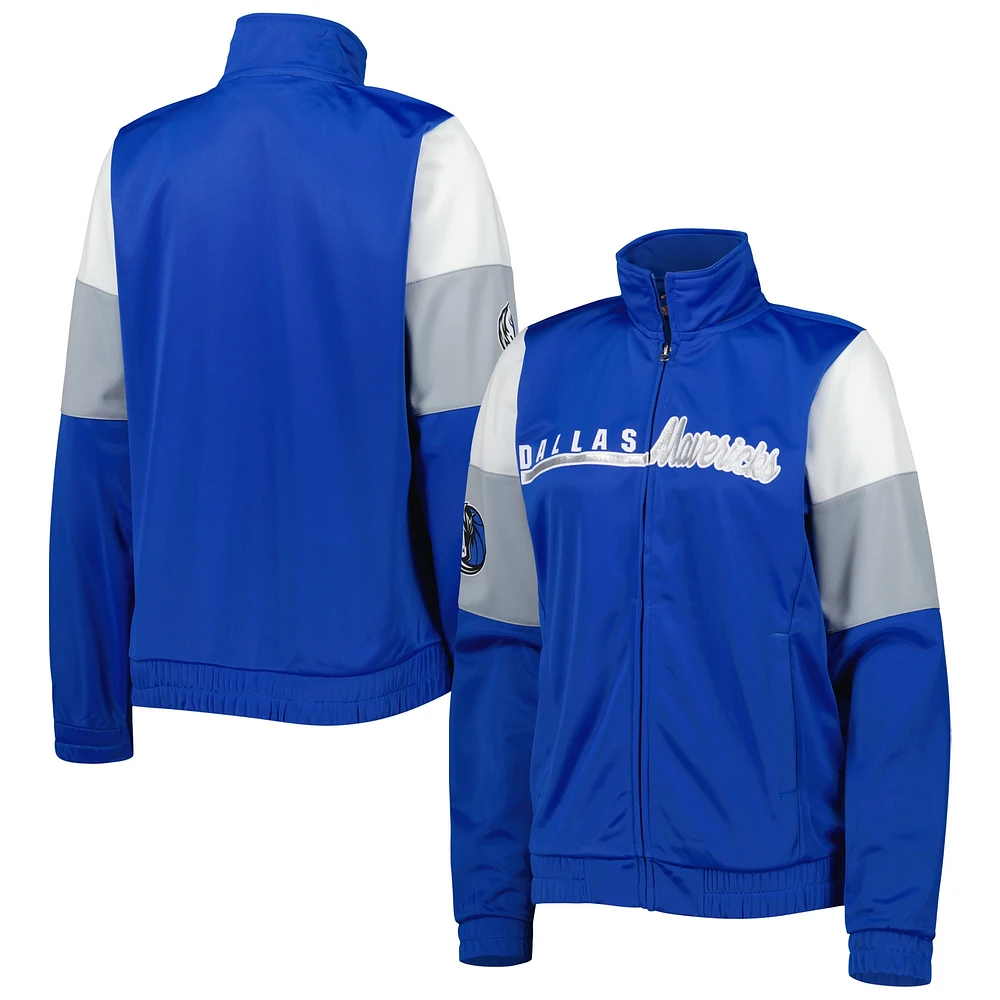 Veste de survêtement à glissière pleine longueur G-III 4Her by Carl Banks Dallas Mavericks Change Up pour femme, bleu