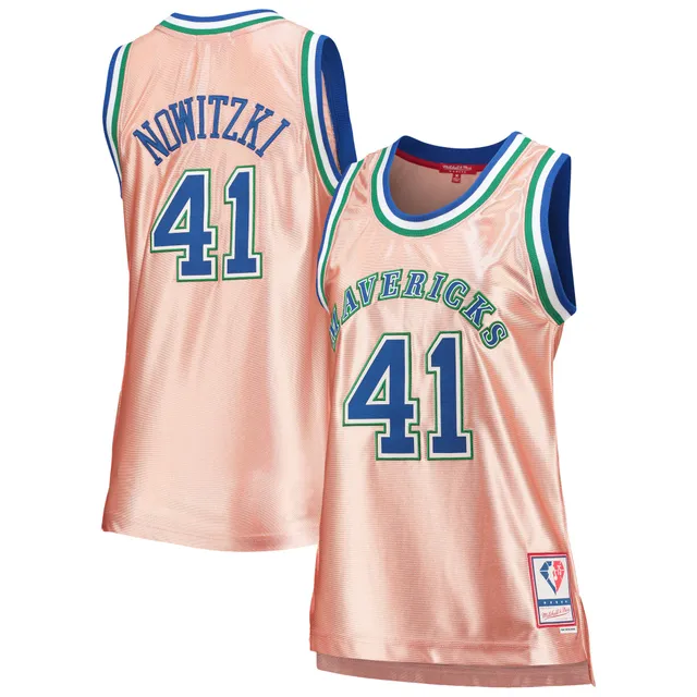 Men's Mitchell & Ness Dirk Nowitzki White Dallas Mavericks 1998-99 Hardwood Classics Doodle Swingman Jersey