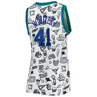 Women's Mitchell & Ness Dirk Nowitzki White Dallas Mavericks 1998 Doodle Swingman Jersey