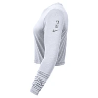 Women's Nike White Dallas Mavericks 2024/25 City Edition Essential Logo Slim Fit Long Sleeve Cropped T-Shirt