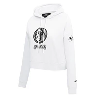 Women's Pro Standard White Dallas Mavericks 2024/25 City Edition Chenille Applique Cropped Pullover Hoodie