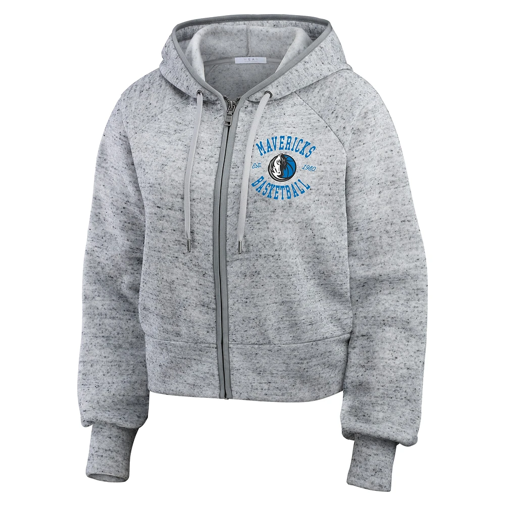 Women's WEAR by Erin Andrews Heather Gray Dallas Mavericks Speckled Radiator Full-Zip Hoodie