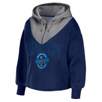 Women's WEAR by Erin Andrews Navy Dallas Mavericks Pieced Quarter-Zip Hoodie Jacket