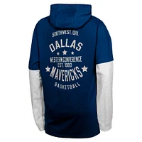 T-shirt à capuche manches longues pour jeunes Dallas Mavericks Small Ball bleu marine