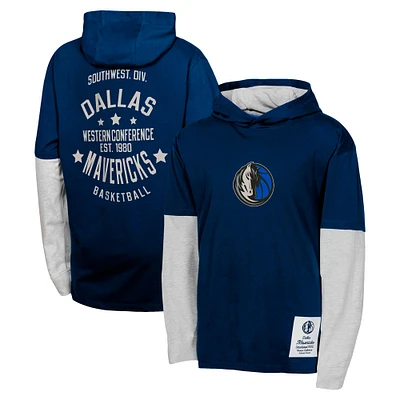 T-shirt à capuche manches longues pour jeunes Dallas Mavericks Small Ball bleu marine