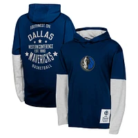 T-shirt à capuche manches longues pour jeunes Dallas Mavericks Small Ball bleu marine