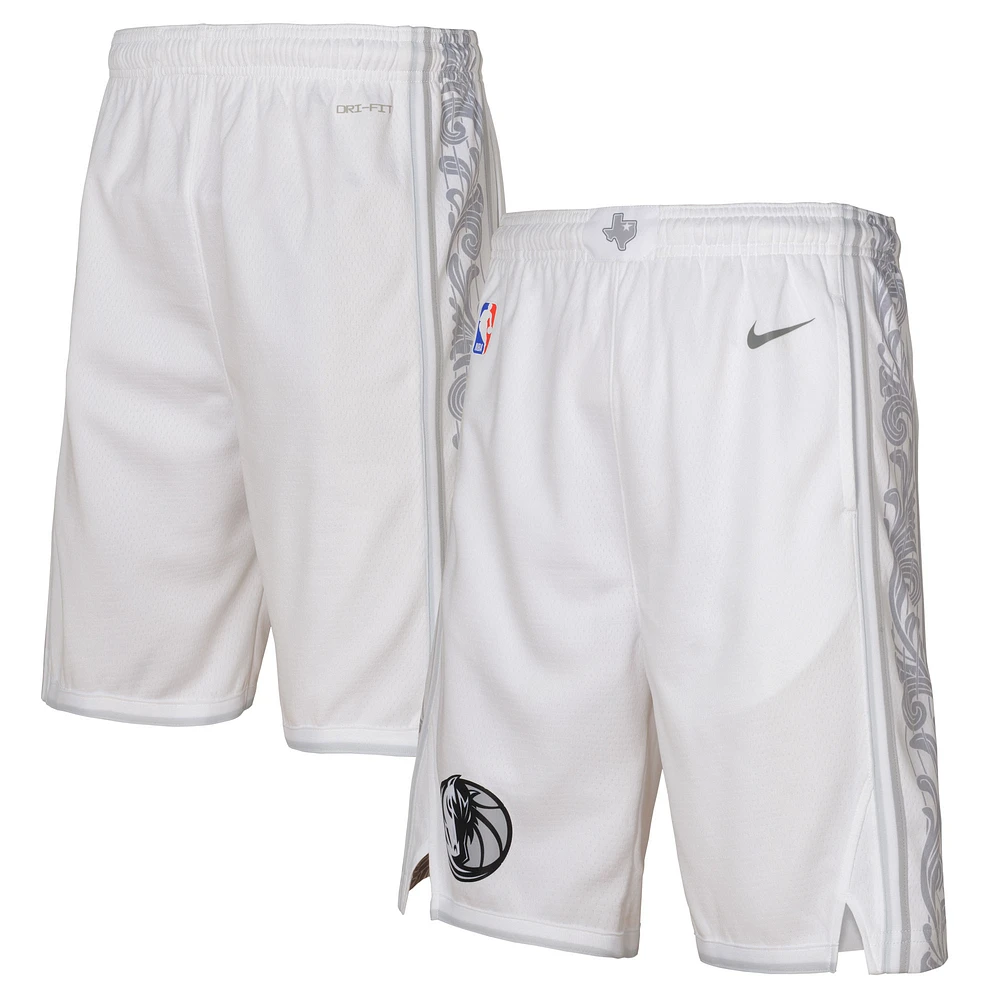 Youth Nike  White Dallas Mavericks 2024/25 City Edition Swingman Performance Shorts