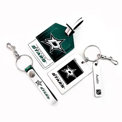 Dallas Stars - Coffret cadeau trois pièces en cuir avec étiquette personnalisée