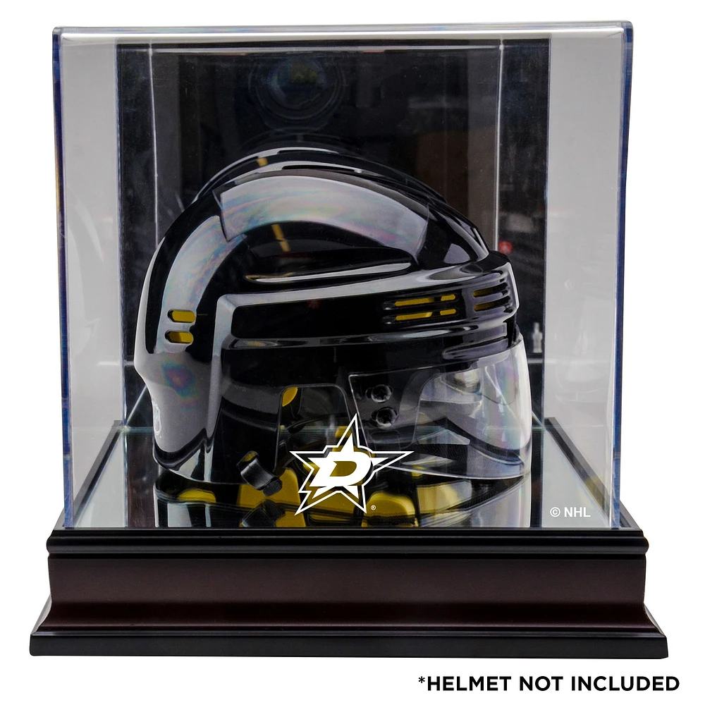 Vitrine de présentation pour mini casque avec logo en acajou des Dallas Stars