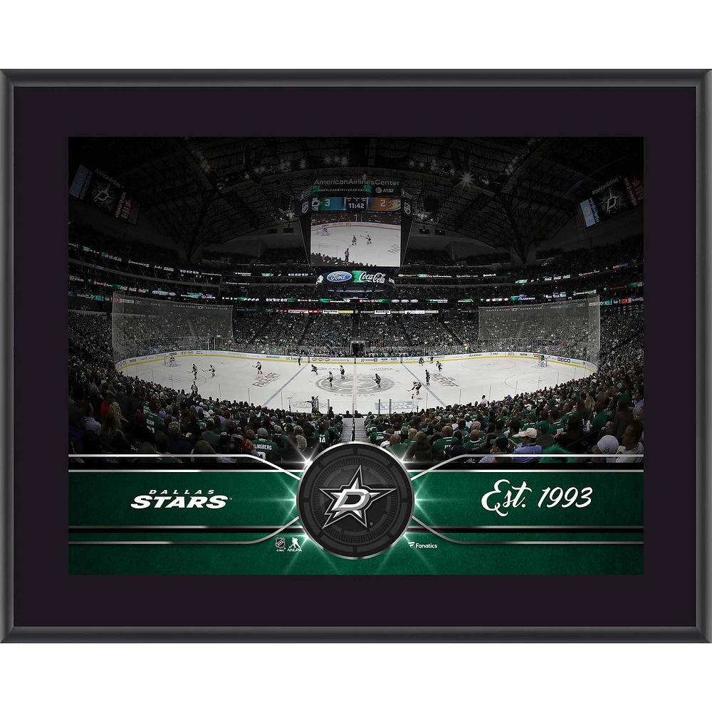 Coffret pour jeunes collectionneurs des Dallas Stars - Comprend une plaque Team Stadium 10,5" x 13", une rondelle de jeu officielle et une photographie de mascotte non signée 8" x 10"