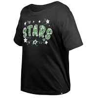 T-shirt à paillettes noir Dallas Stars Flip pour fille New Era Youth