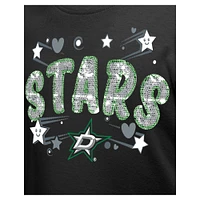Girl's Youth New Era  Black Dallas Stars Flip Sequin T-Shirt