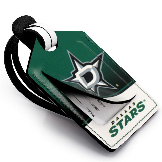 Étiquette de bagage en cuir personnalisée Dallas Stars verte