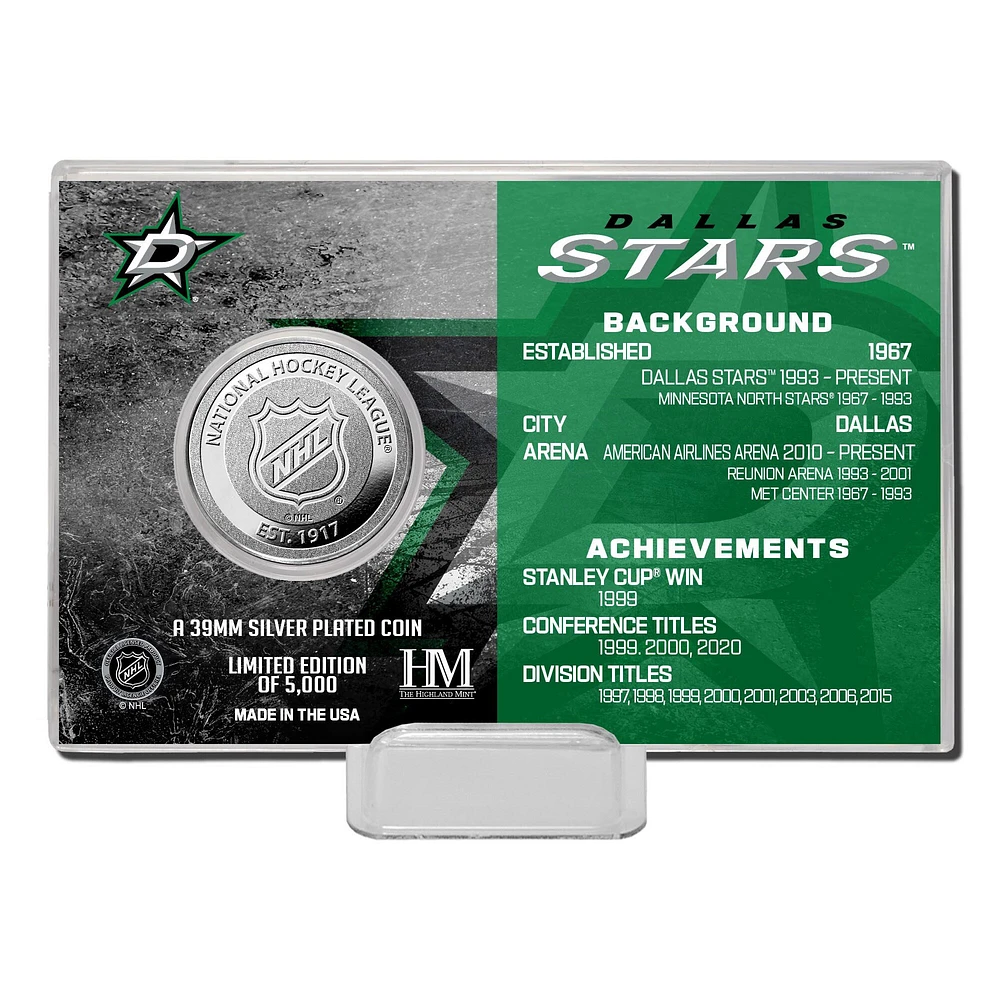 Highland Mint Dallas Stars Team History - Coin Card