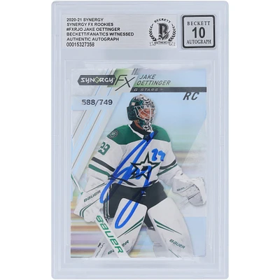Jake Oettinger Dallas Stars Autographié 2020-21 Upper Deck Synergy FX Rookies #FXR-JO #588/749 Beckett Fanatics Witnessed Authenticated 10 Rookie Card
