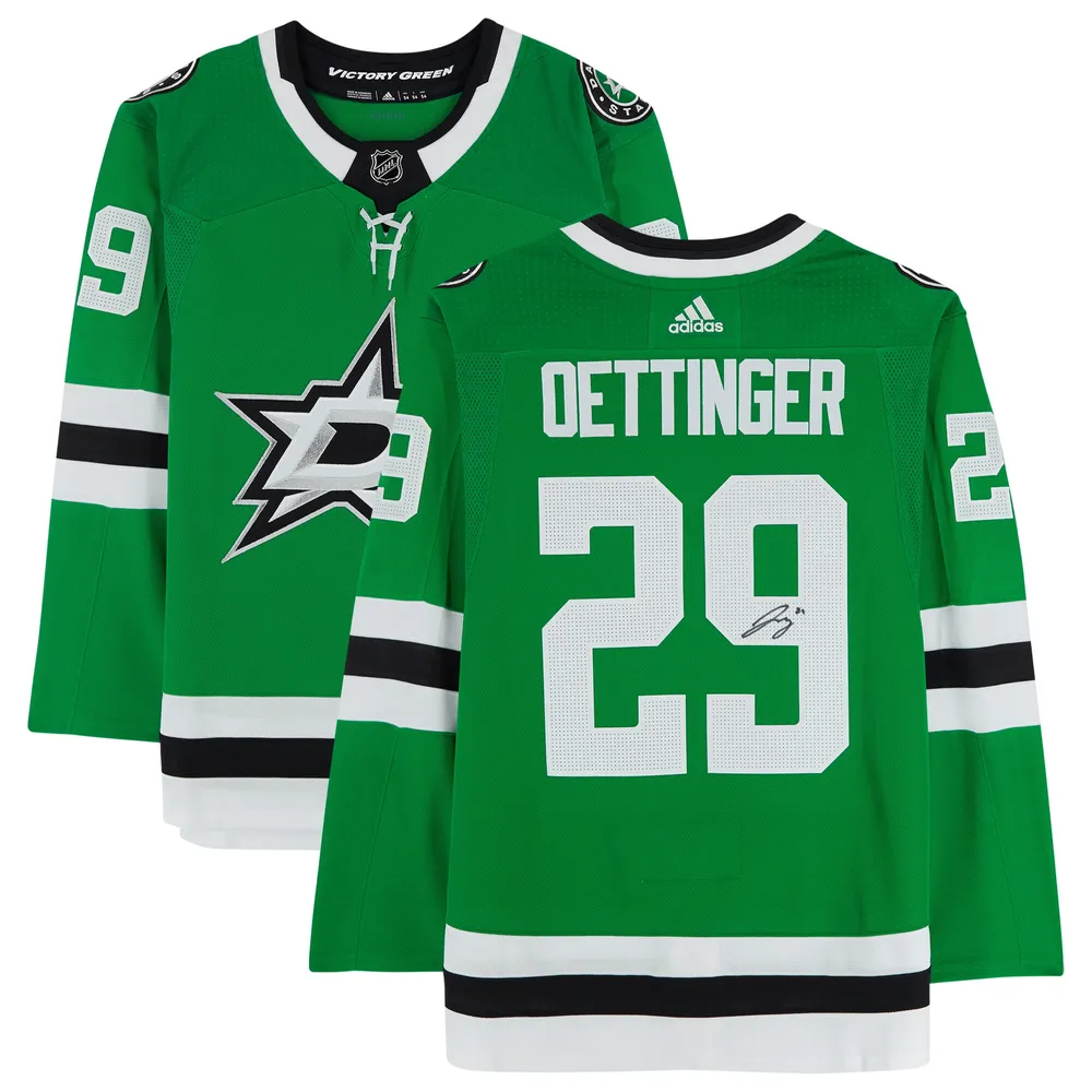 Jake Oettinger Dallas Stars Autographed Green Adidas Authentic Jersey