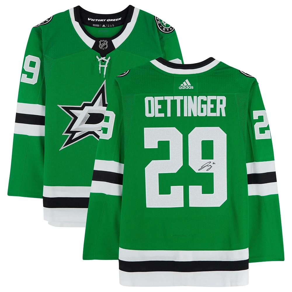 Maillot authentique adidas autographié par Jake Oettinger des Dallas Stars