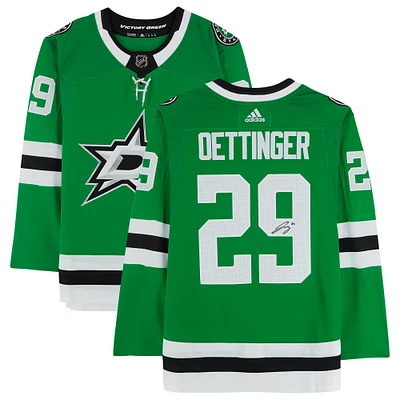 Maillot authentique adidas autographié par Jake Oettinger des Dallas Stars