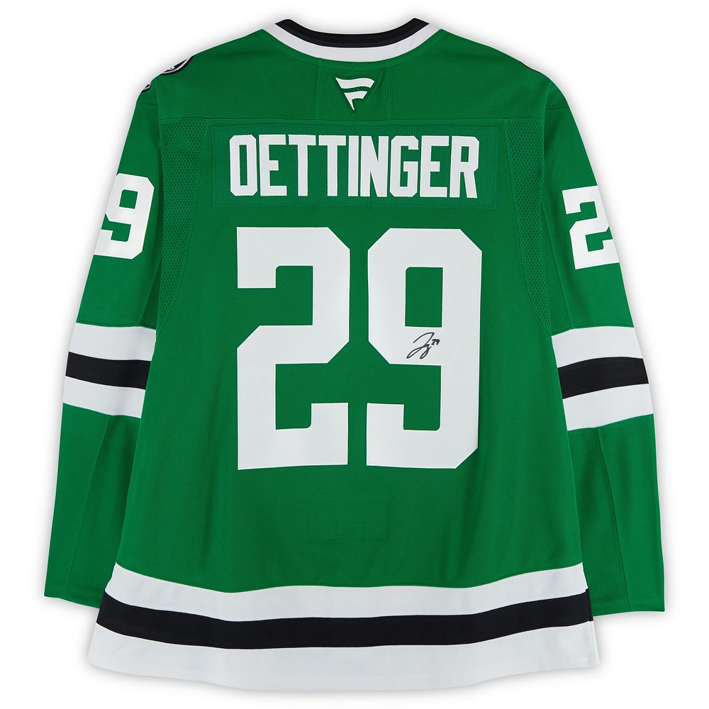 Jake Oettinger Dallas Stars Autographed Kelly Green Fanatics Premium Jersey