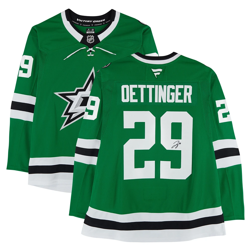 Jake Oettinger Dallas Stars Autographed Kelly Green Fanatics Premium Jersey