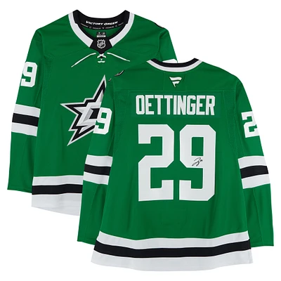 Jake Oettinger Dallas Stars Autographed Kelly Green Fanatics Premium Jersey