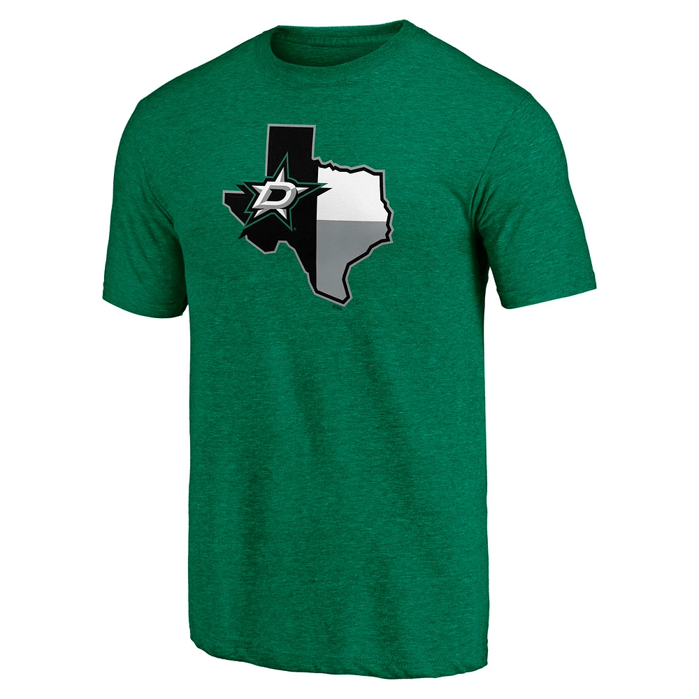 T-shirt vert Heather Kelly Fanatics pour hommes Dallas Stars Tri-Blend Block Party Shoot to Score