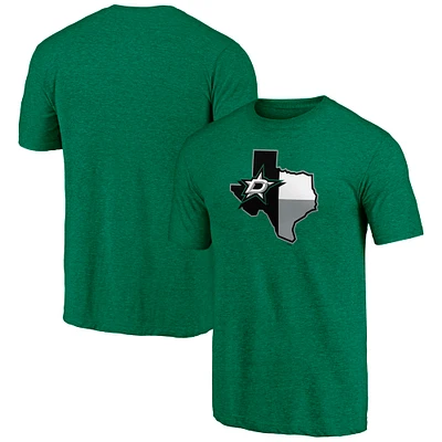 T-shirt vert Heather Kelly Fanatics pour hommes Dallas Stars Tri-Blend Block Party Shoot to Score