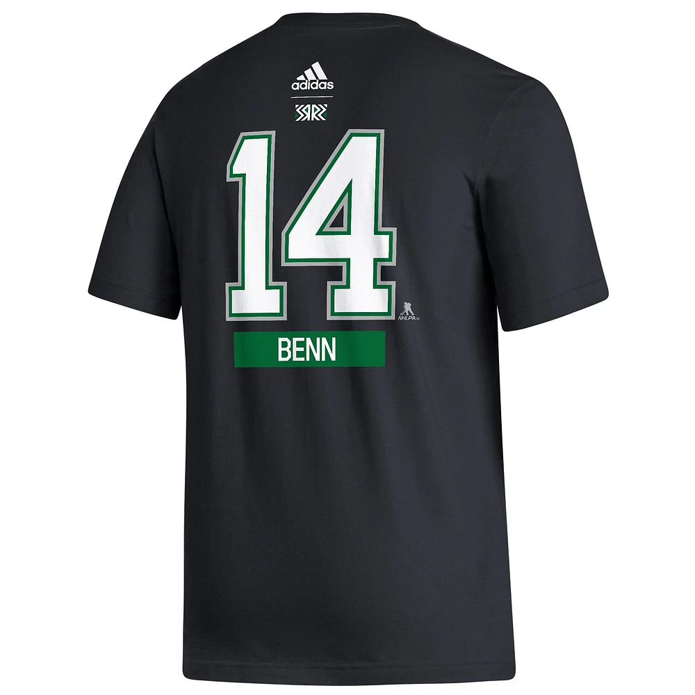 T-shirt adidas Jamie Benn pour hommes, noir, Dallas Stars Reverse Retro 2.0, nom et numéro