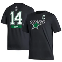 T-shirt adidas Jamie Benn pour hommes, noir, Dallas Stars Reverse Retro 2.0, nom et numéro