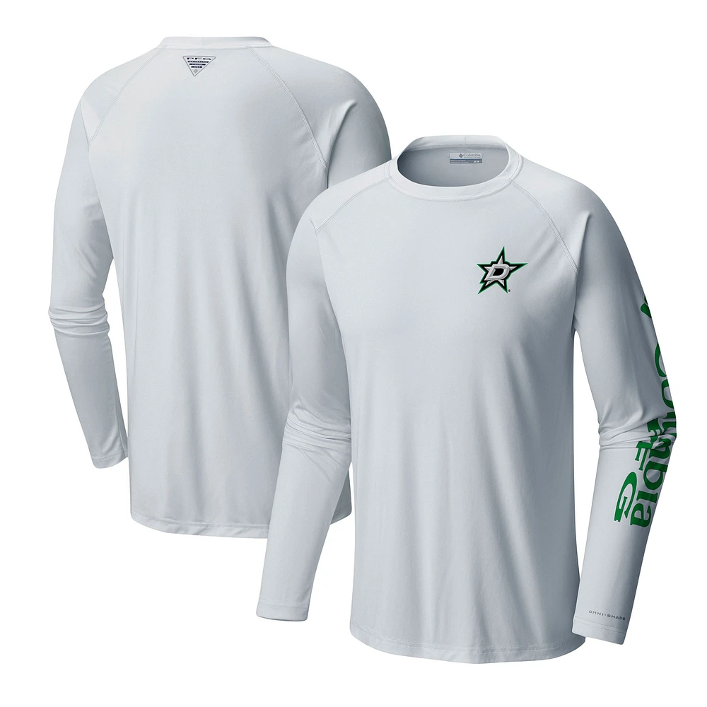 T-shirt blanc à manches longues raglan Columbia Stars Terminal Tackle Omni-Shade pour hommes