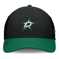 Casquette Fanatics noire/verte pour homme Dallas Stars Authentic Pro Rink Flex