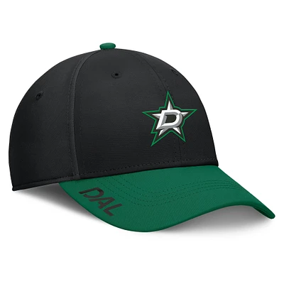 Casquette Fanatics noire/verte pour homme Dallas Stars Authentic Pro Rink Flex