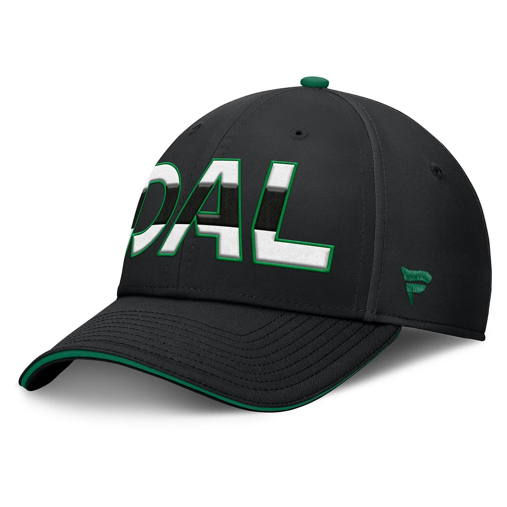 Casquette Fanatics noire/verte pour homme Dallas Stars Authentic Pro Rink Team Code Flex