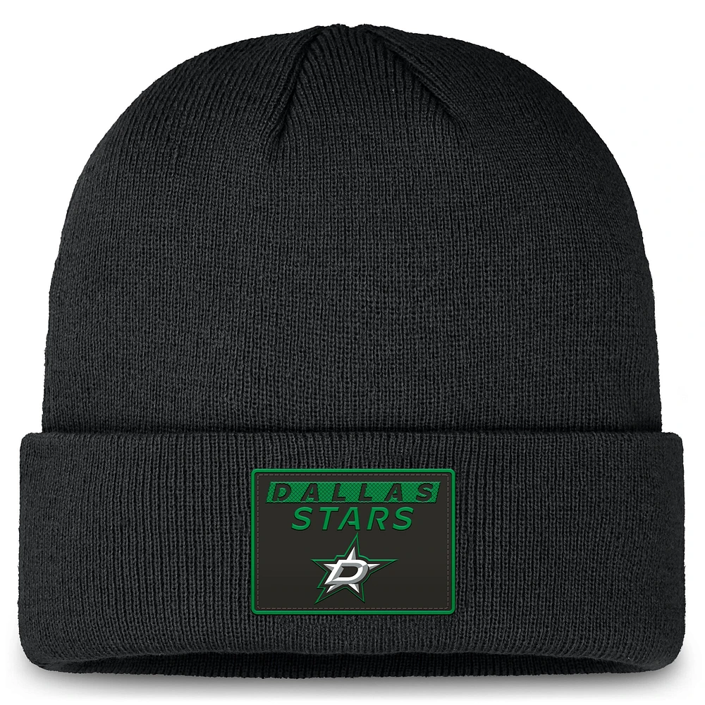 Bonnet en tricot à revers authentique Dallas Stars Fanatics pour homme noir