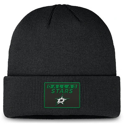 Bonnet en tricot à revers authentique Dallas Stars Fanatics pour homme noir