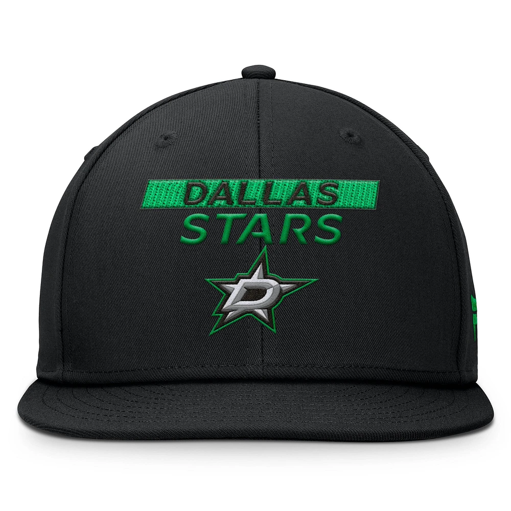 Casquette snapback authentique Pro Prime Dallas Stars Fanatics noire pour homme