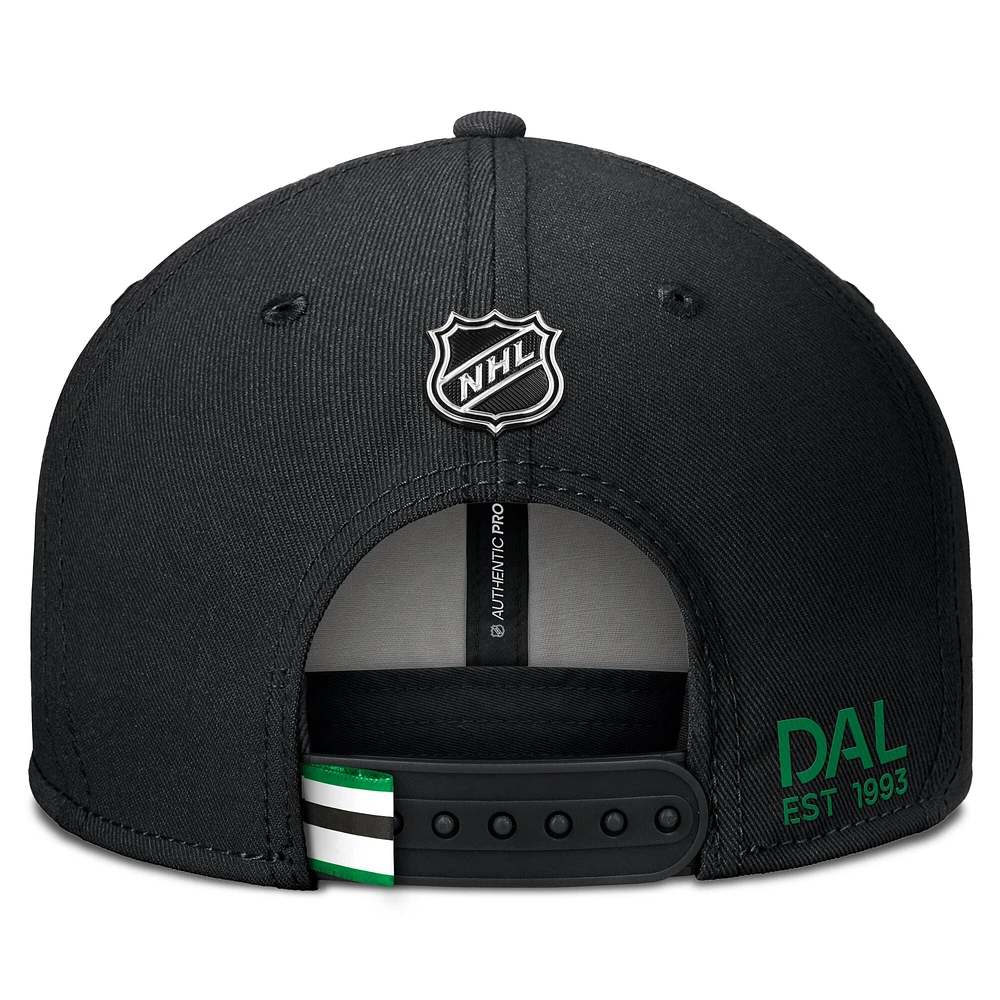 Casquette snapback authentique Pro Prime Dallas Stars Fanatics noire pour homme